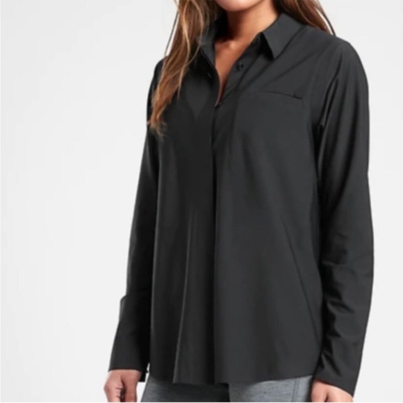 Athleta Urbanite Top 2.0 Black Button Up Modern Versatile Shirt Women’s Small - Picture 2 of 12
